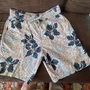 VILEBREQUIN Men's White and Blue Floral Swim Trunks Size X-Large